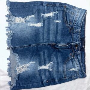 Blue Distressed Denim Shorts